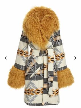 Lindsey Thornburg Rancho Arroyo Shearling Smoking Robe Coat Petite PS